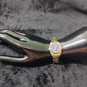 Details Dark Blue Silvertone with Goldtone Watch (213)